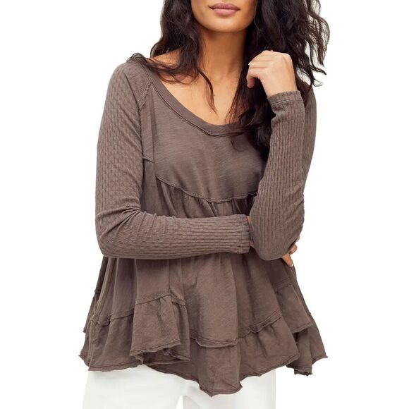 Free People Cotton Sundae Top In Raven Feather - XL - Picture 1 of 3